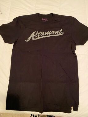 Altamont Black Tee with Gray Script Logo